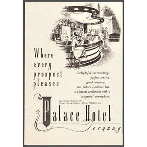 1951 Palace Hotel Torquay Devon Vintage Print Ad Woman at Cocktail Bar Wall Art